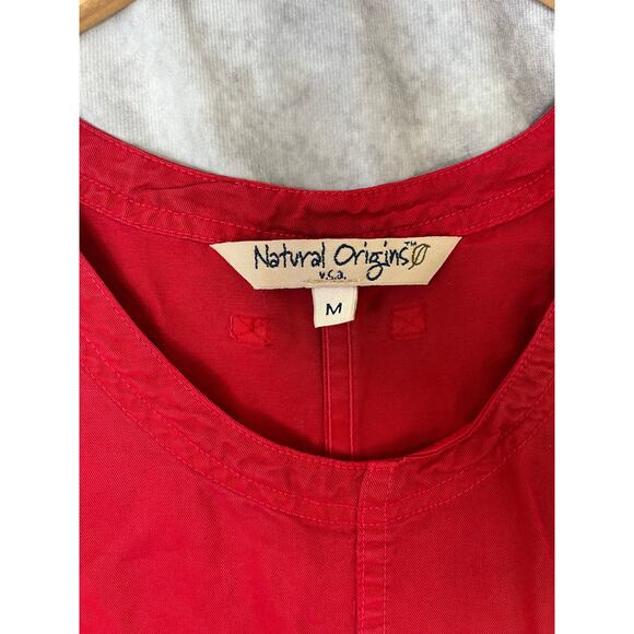 VTG Natural Origins USA Red Tencel Button Maxi Dress Earthy Bohemian sz M - Picture 2 of 8